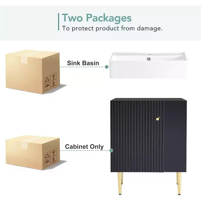 Mobiletto da bagno da 21.6 pollici, mobiletto contenitore da bagno con lavandino, facile da montare, con vani aperti, mobiletto con lavabo indipendente per piccoli spazi
