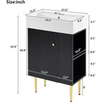 Mobiletto da bagno da 21.6 pollici, mobiletto contenitore da bagno con lavandino, facile da montare, con vani aperti, mobiletto con lavabo indipendente per piccoli spazi