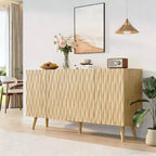 Erommy Credenza a 4 ante con ripiani regolabili, Mobile buffet da 58W con design a onde scultoree per sala da pranzo, soggiorno e coffee bar