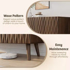 Erommy Credenza a 4 ante con ripiani regolabili, Mobile buffet da 58W con design a onde scultoree per sala da pranzo, soggiorno e coffee bar