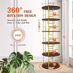Libreria girevole a 5 ripiani, torre per libri impilabile girevole a 360° in metallo e legno, scaffale da terra salvaspazio per camera da letto, soggiorno, ufficio, oro