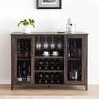 Mobile bar in legno da 47" con ante in vetro - Cantinetta con ripiani regolabili