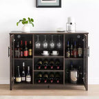 Mobile bar in legno da 47" con ante in vetro - Cantinetta con ripiani regolabili