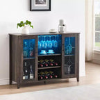 Mobile bar in legno da 47" con ante in vetro - Cantinetta con ripiani regolabili