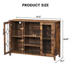 Mobile bar in legno da 47" con ante in vetro - Cantinetta con ripiani regolabili