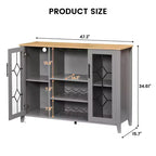 Mobile bar in legno da 47" con ante in vetro - Cantinetta con ripiani regolabili