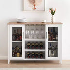 Mobile bar in legno da 47" con ante in vetro - Cantinetta con ripiani regolabili