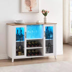 Mobile bar in legno da 47" con ante in vetro - Cantinetta con ripiani regolabili