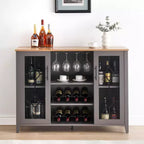 Mobile bar in legno da 47" con ante in vetro - Cantinetta con ripiani regolabili