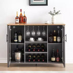 Mobile bar in legno da 47" con ante in vetro - Cantinetta con ripiani regolabili