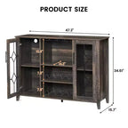 Mobile bar in legno da 47" con ante in vetro - Cantinetta con ripiani regolabili