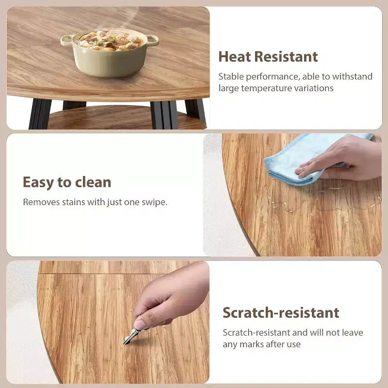 Tavolo da pranzo rotondo per 4-6 persone, tavolo da cucina rustico da 120 cm con contenitore, tavoli da pranzo circolari per cucina, sala da pranzo, soggiorno, sala riunioni
