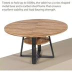 Tavolo da pranzo rotondo per 4-6 persone, tavolo da cucina rustico da 120 cm con contenitore, tavoli da pranzo circolari per cucina, sala da pranzo, soggiorno, sala riunioni