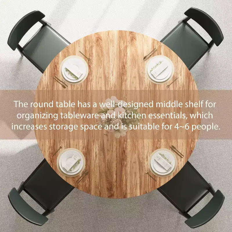 Tavolo da pranzo rotondo per 4-6 persone, tavolo da cucina rustico da 120 cm con contenitore, tavoli da pranzo circolari per cucina, sala da pranzo, soggiorno, sala riunioni