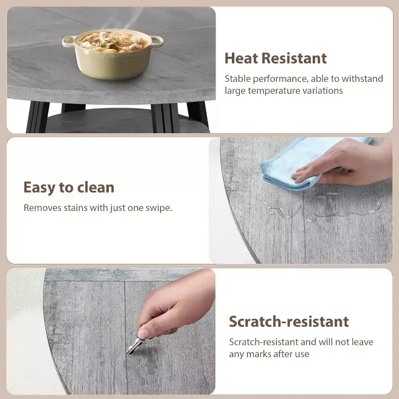 Tavolo da pranzo rotondo per 4-6 persone, tavolo da cucina rustico da 120 cm con contenitore, tavoli da pranzo circolari per cucina, sala da pranzo, soggiorno, sala riunioni