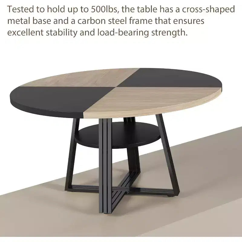 Tavolo da pranzo rotondo per 4-6 persone, tavolo da cucina rustico da 120 cm con contenitore, tavoli da pranzo circolari per cucina, sala da pranzo, soggiorno, sala riunioni