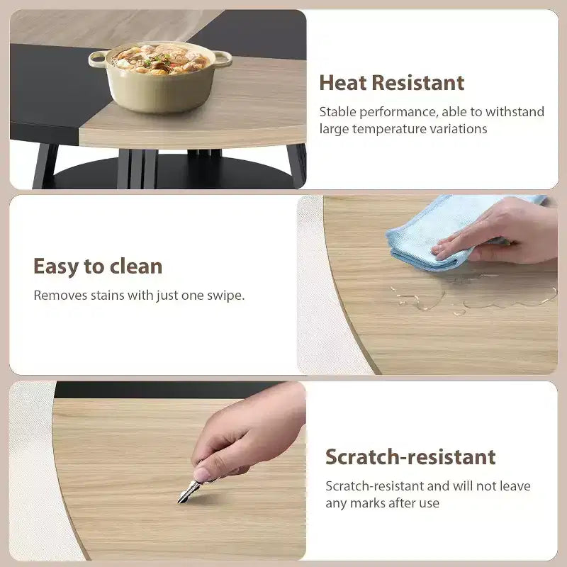 Tavolo da pranzo rotondo per 4-6 persone, tavolo da cucina rustico da 120 cm con contenitore, tavoli da pranzo circolari per cucina, sala da pranzo, soggiorno, sala riunioni
