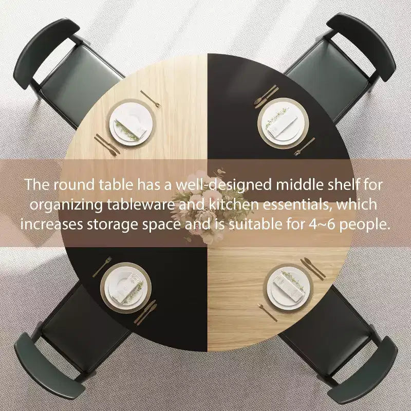 Tavolo da pranzo rotondo per 4-6 persone, tavolo da cucina rustico da 120 cm con contenitore, tavoli da pranzo circolari per cucina, sala da pranzo, soggiorno, sala riunioni