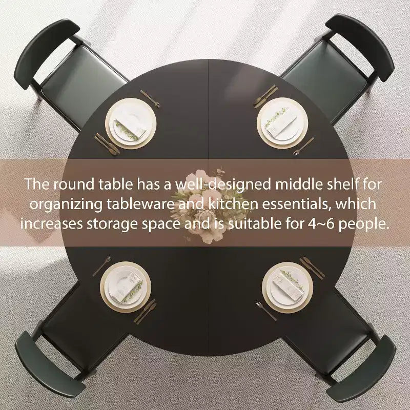 Tavolo da pranzo rotondo per 4-6 persone, tavolo da cucina rustico da 120 cm con contenitore, tavoli da pranzo circolari per cucina, sala da pranzo, soggiorno, sala riunioni