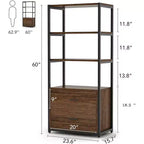 Libreria Lantine, scaffale rustico a 4 ripiani con 2 cassetti, scaffale espositore standard Etagere per casa e ufficio