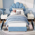 Twin Princess Velvet Bed Frame with Adjustable Headboard & 2 Storage Drawers, Solid Wood Slat Support, No Box Spring Needed for Kids' Room