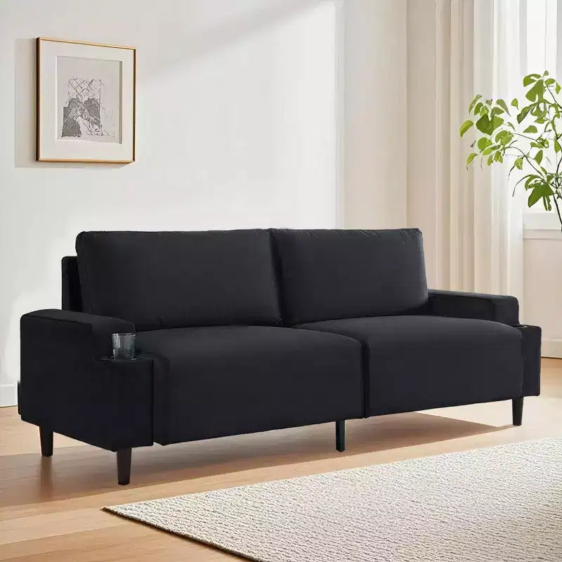 COZONY Divano Moderno 80 pollici con Portabicchieri, Divano a 3 posti con seduta profonda, Comodo Divano per Soggiorno, Ufficio, Appartamento
