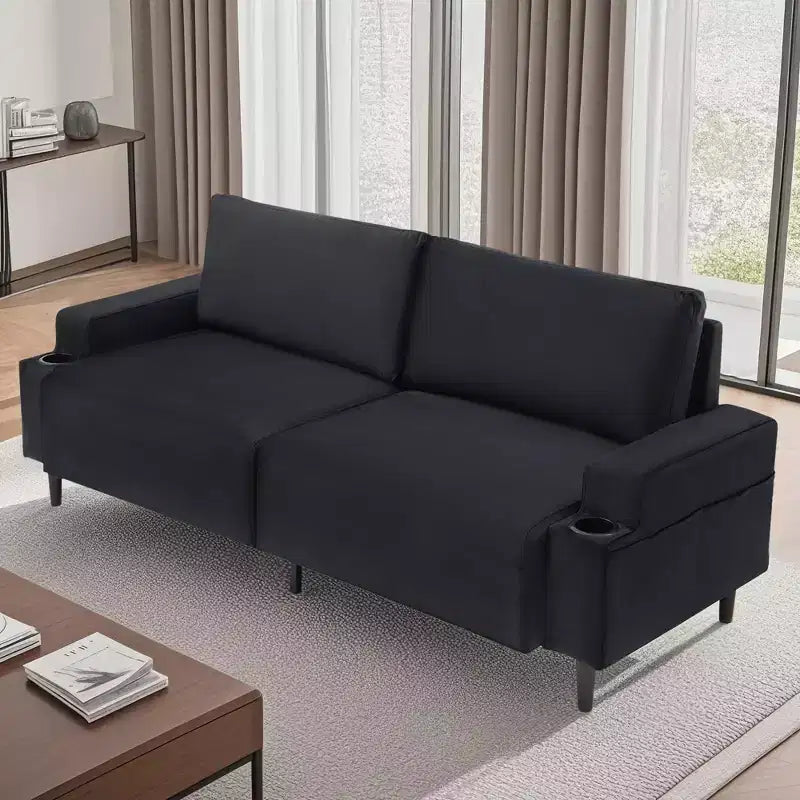 COZONY Divano Moderno 80 pollici con Portabicchieri, Divano a 3 posti con seduta profonda, Comodo Divano per Soggiorno, Ufficio, Appartamento