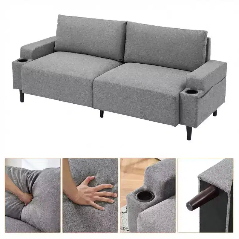 COZONY Divano Moderno 80 pollici con Portabicchieri, Divano a 3 posti con seduta profonda, Comodo Divano per Soggiorno, Ufficio, Appartamento
