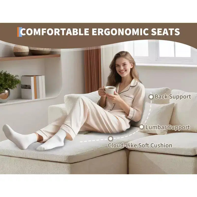 COZONY Divano Moderno 80 pollici con Portabicchieri, Divano a 3 posti con seduta profonda, Comodo Divano per Soggiorno, Ufficio, Appartamento