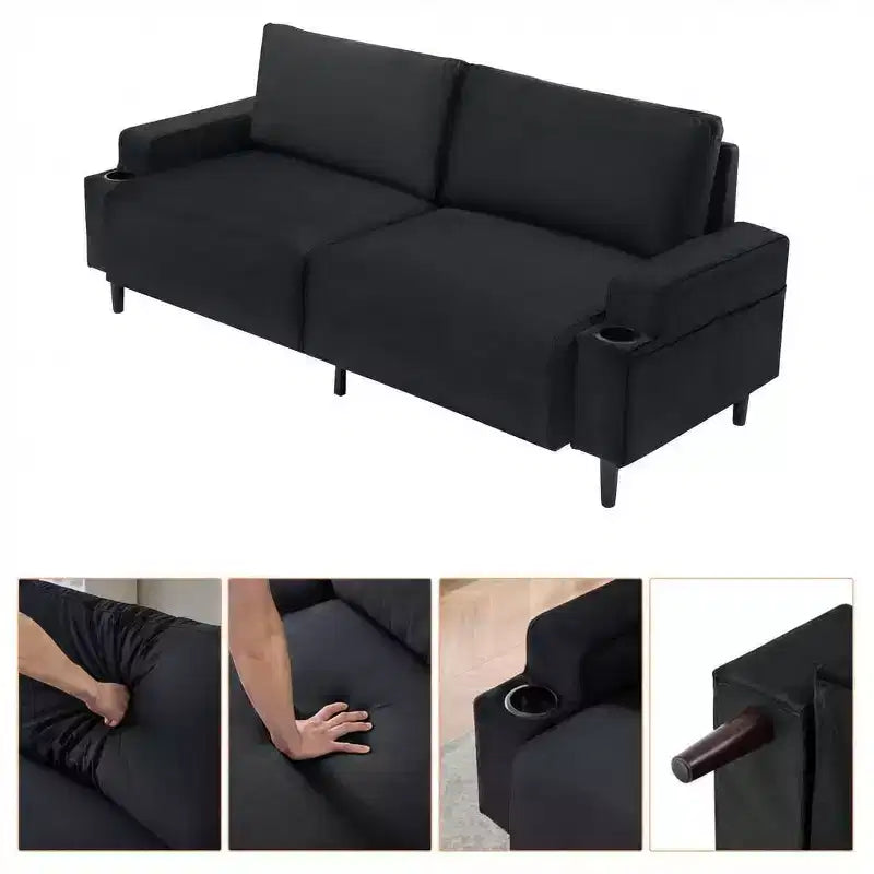 COZONY Divano Moderno 80 pollici con Portabicchieri, Divano a 3 posti con seduta profonda, Comodo Divano per Soggiorno, Ufficio, Appartamento