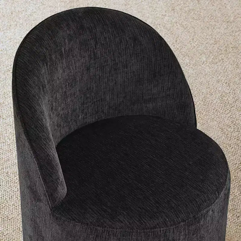 Set tavolo da pranzo per 6, tavolo ovale nero, sedie da pranzo imbottite girevoli con rotelle, ciniglia testurizzata 360 gsm - Panipeachy