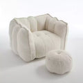 Soft Bean Bag Chair with High-Resilient Foam, Square Lazy Sofa with Footstool, Cover for Adults for Gaming, Reading, or Watching TV