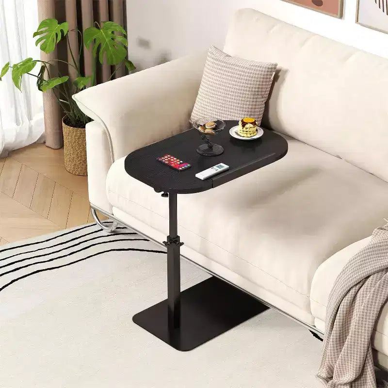 Adjustable Folding Laptop Desk, Overbed Table with Metal Base, Height Adjustable Tray Table for Sofa, Bedside, or Small Spaces