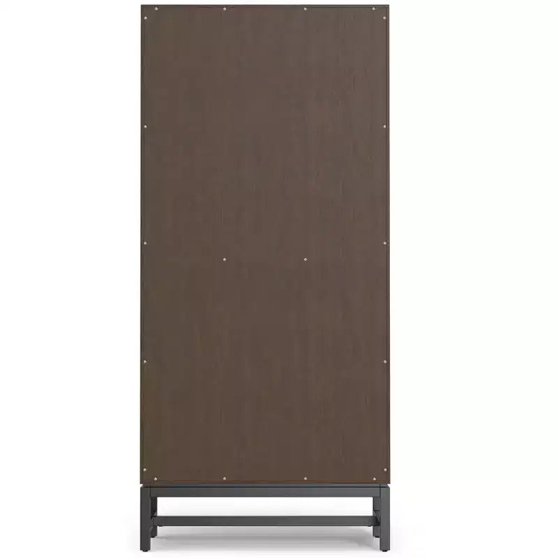 Libreria Devlin in LEGNO MASSELLO e metallo, 168 cm x 76 cm, rettangolare, stile industriale, metà secolo, con ripiani aperti, colore noce marrone