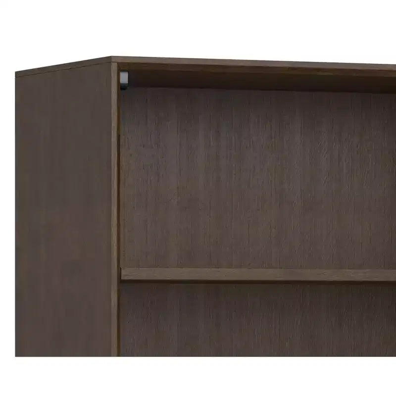 Libreria Devlin in LEGNO MASSELLO e metallo, 168 cm x 76 cm, rettangolare, stile industriale, metà secolo, con ripiani aperti, colore noce marrone