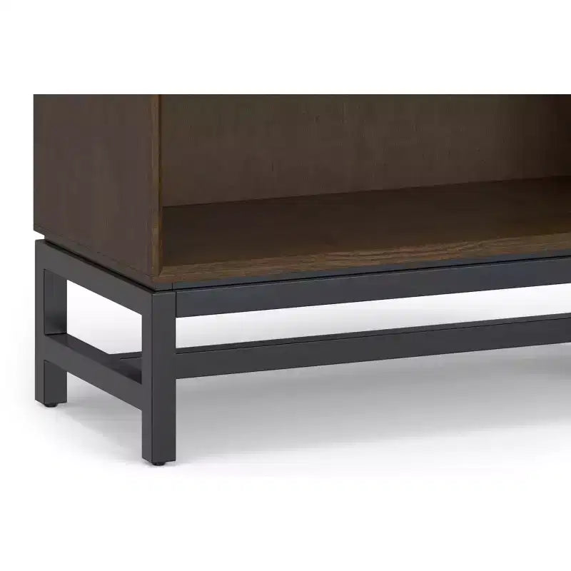 Libreria Devlin in LEGNO MASSELLO e metallo, 168 cm x 76 cm, rettangolare, stile industriale, metà secolo, con ripiani aperti, colore noce marrone