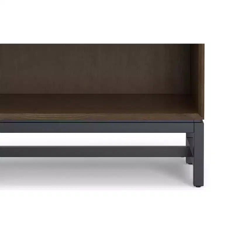 Libreria Devlin in LEGNO MASSELLO e metallo, 168 cm x 76 cm, rettangolare, stile industriale, metà secolo, con ripiani aperti, colore noce marrone