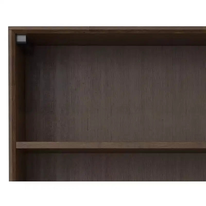 Libreria Devlin in LEGNO MASSELLO e metallo, 168 cm x 76 cm, rettangolare, stile industriale, metà secolo, con ripiani aperti, colore noce marrone