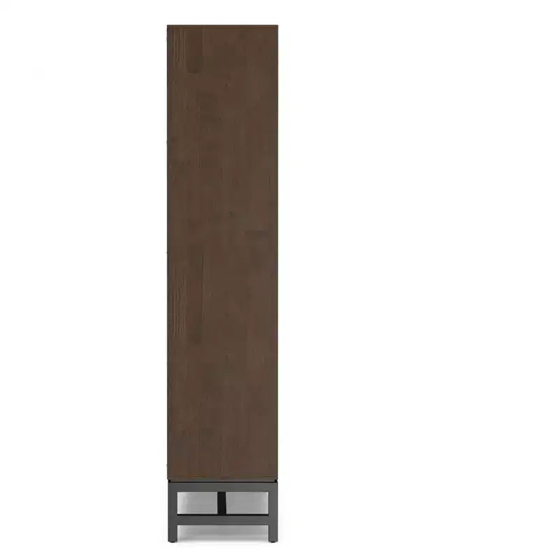 Libreria Devlin in LEGNO MASSELLO e metallo, 168 cm x 76 cm, rettangolare, stile industriale, metà secolo, con ripiani aperti, colore noce marrone