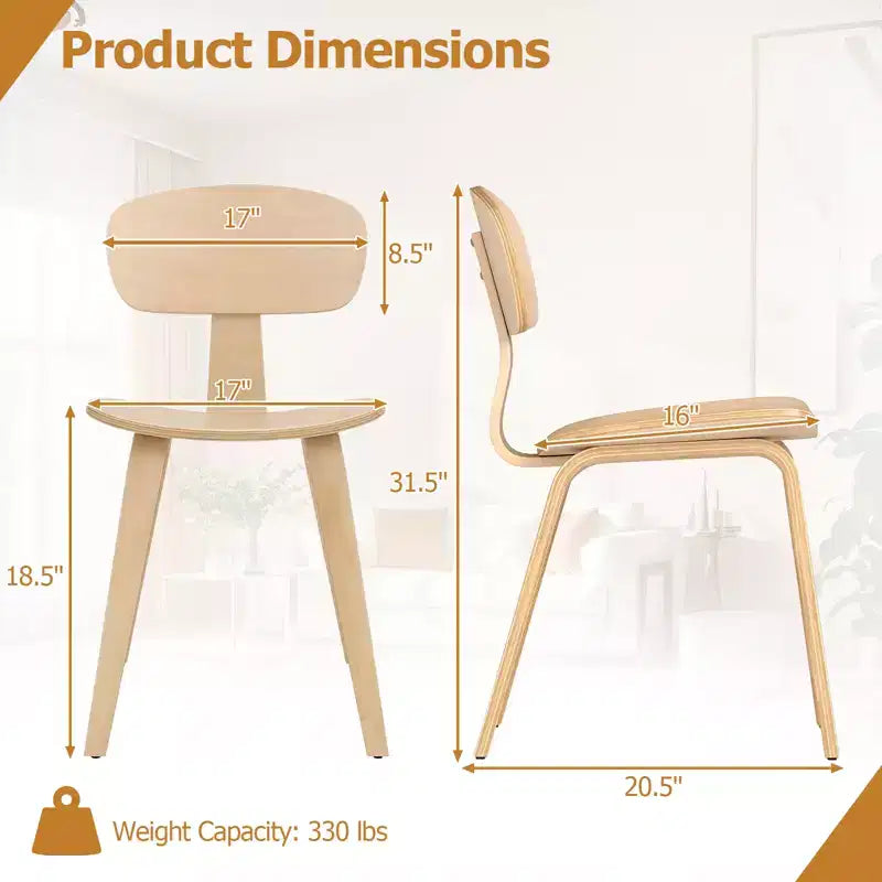 Costway Set di 2 Sedie da Pranzo Moderne con Sedile Ampio e Schienale Curvo Piedini Regolabili