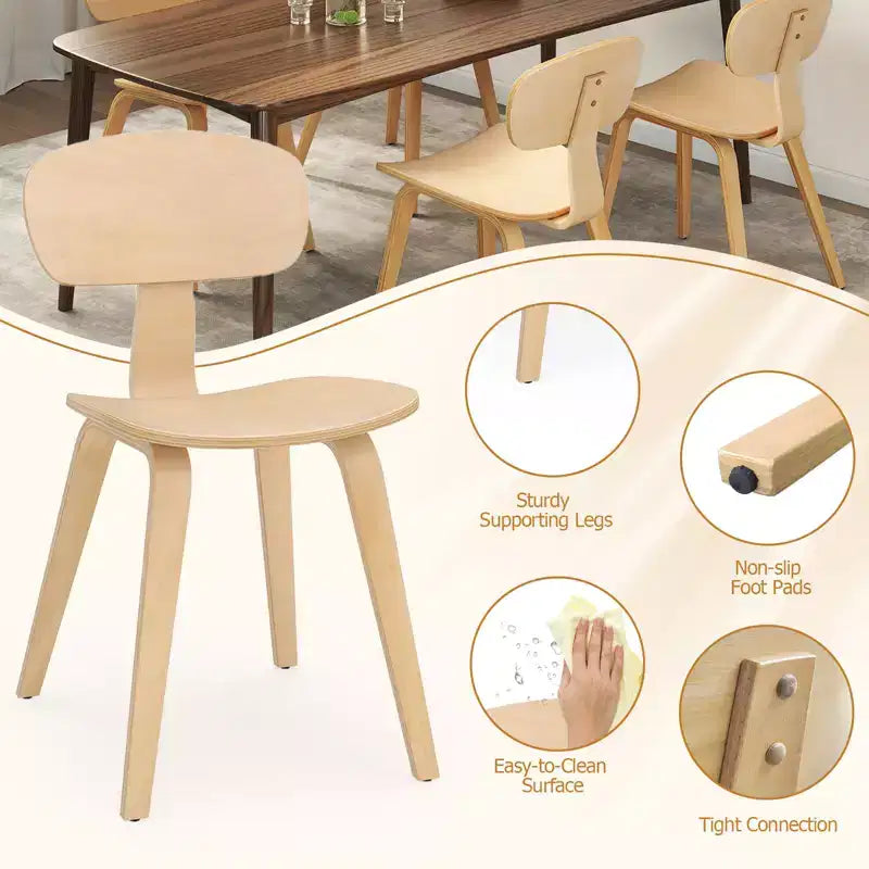 Costway Set di 2 Sedie da Pranzo Moderne con Sedile Ampio e Schienale Curvo Piedini Regolabili