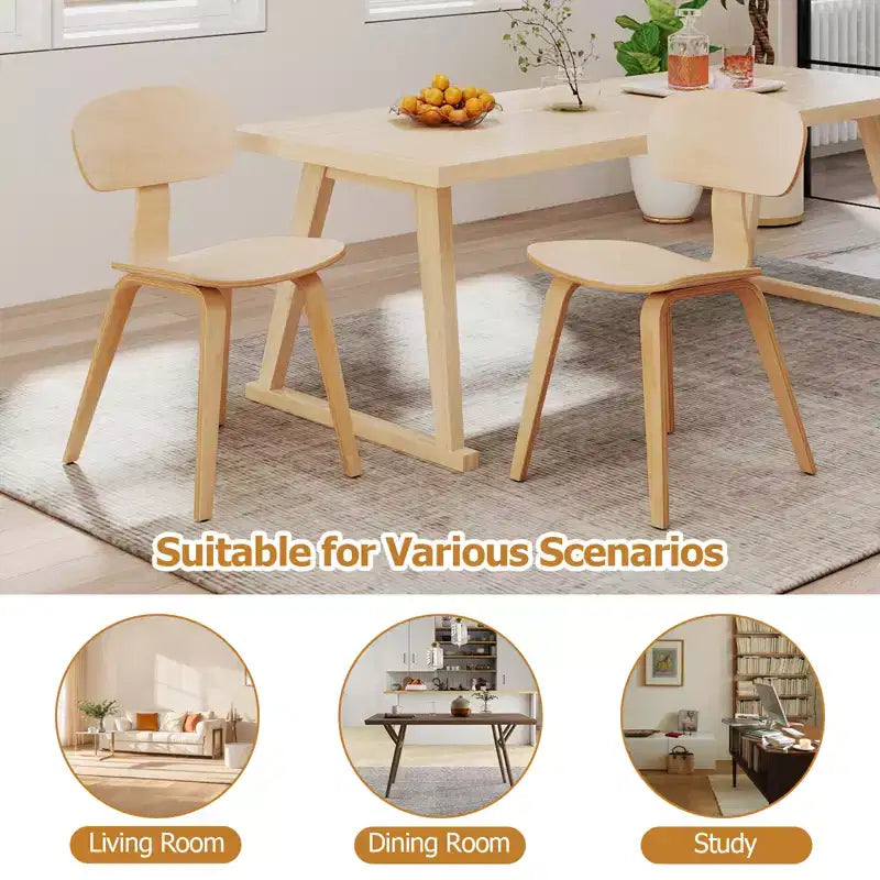Costway Set di 2 Sedie da Pranzo Moderne con Sedile Ampio e Schienale Curvo Piedini Regolabili