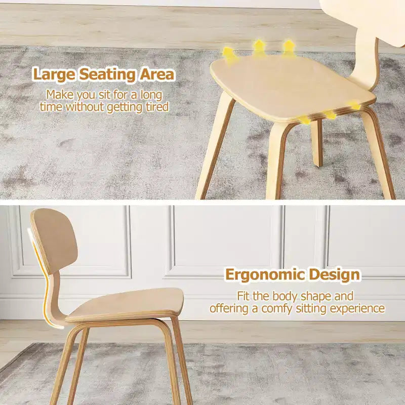 Costway Set di 2 Sedie da Pranzo Moderne con Sedile Ampio e Schienale Curvo Piedini Regolabili