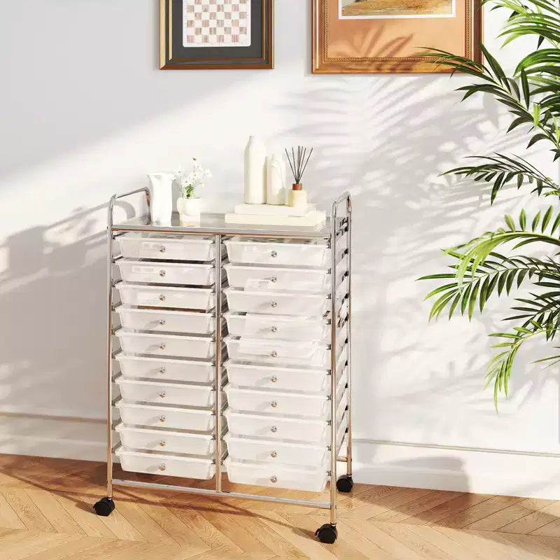 Gymax carrello contenitore mobile a 20 cassetti arcobaleno/nero/trasparente/grigio + beige + giallo/multicolore/macaron/sfumato rosa/grigio/rosa acceso/arancione/viola/bianco