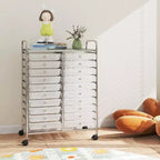 Gymax carrello contenitore mobile a 20 cassetti arcobaleno/nero/trasparente/grigio + beige + giallo/multicolore/macaron/sfumato rosa/grigio/rosa acceso/arancione/viola/bianco