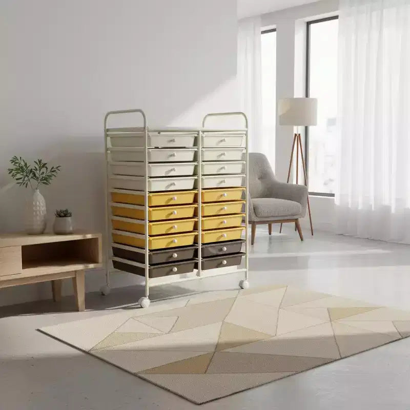 Gymax carrello contenitore mobile a 20 cassetti arcobaleno/nero/trasparente/grigio + beige + giallo/multicolore/macaron/sfumato rosa/grigio/rosa acceso/arancione/viola/bianco