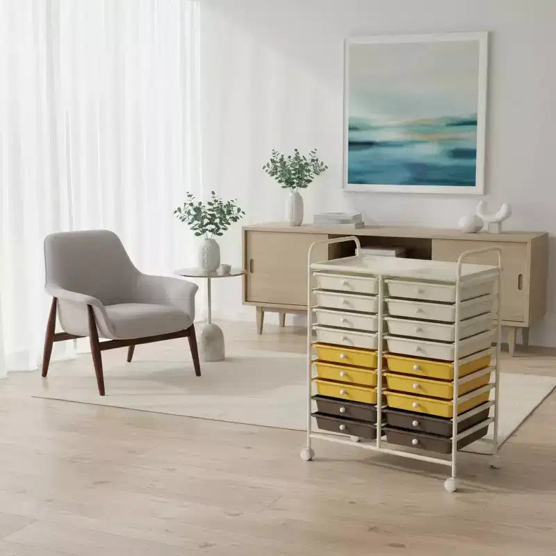 Gymax carrello contenitore mobile a 20 cassetti arcobaleno/nero/trasparente/grigio + beige + giallo/multicolore/macaron/sfumato rosa/grigio/rosa acceso/arancione/viola/bianco