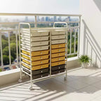 Gymax carrello contenitore mobile a 20 cassetti arcobaleno/nero/trasparente/grigio + beige + giallo/multicolore/macaron/sfumato rosa/grigio/rosa acceso/arancione/viola/bianco