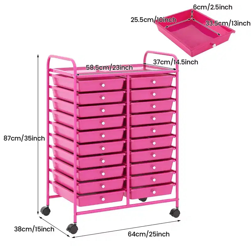 Gymax carrello contenitore mobile a 20 cassetti arcobaleno/nero/trasparente/grigio + beige + giallo/multicolore/macaron/sfumato rosa/grigio/rosa acceso/arancione/viola/bianco