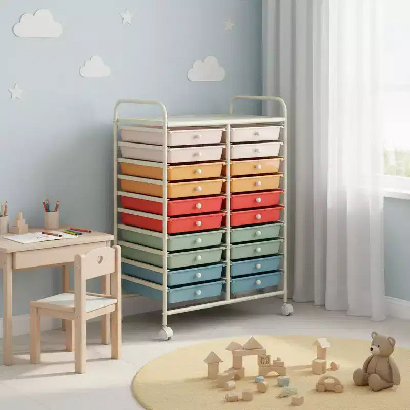 Gymax carrello contenitore mobile a 20 cassetti arcobaleno/nero/trasparente/grigio + beige + giallo/multicolore/macaron/sfumato rosa/grigio/rosa acceso/arancione/viola/bianco